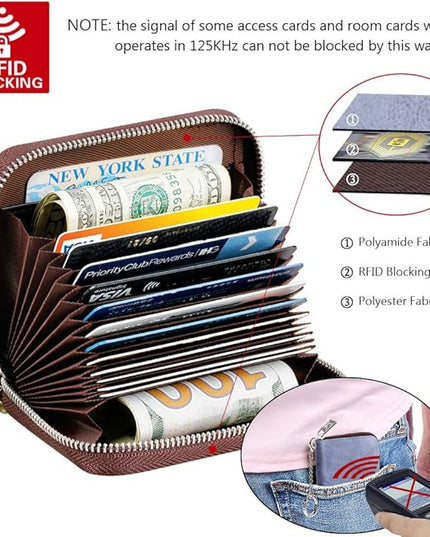 FurArt Zipper Wallet Women, RFID Blocking Credit Card Wallet, Business Card Holder, Compact Size KeyChain Wallet