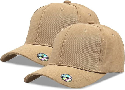 [2 Pack] Hybrid Stretch-Fitted Trucker Cap, Baseball Cap with Air Mesh