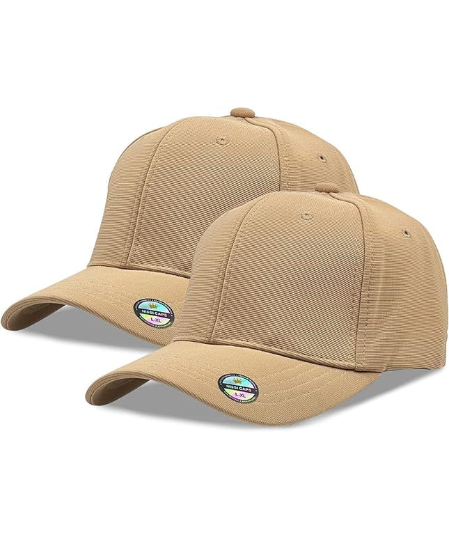 [2 Pack] Hybrid Stretch-Fitted Trucker Cap, Baseball Cap with Air Mesh