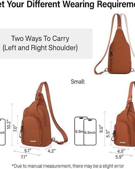 Hanke Crossbody Sling Bag for Women Men, Small & Large Casual Cross Body Sling Bags, Chest Bag for Outdoor Hiking Travel