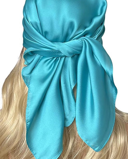 CHUNG Women's Square Satin Scarf 27.5" Bandanas Solid 50s Retro Neck Scarves Emulation Silk Handbag Hair Ribbons Necktie