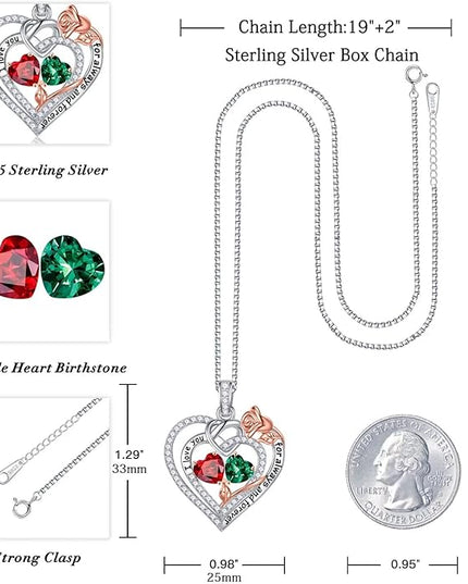 Iefil Christmas Gifts for Wife Women - 925 Sterling Silver Double Birthstone Necklace, Anniversary Birthday Gifts for Women, Jewelry Gift for Wife Girlfriend Mom Her