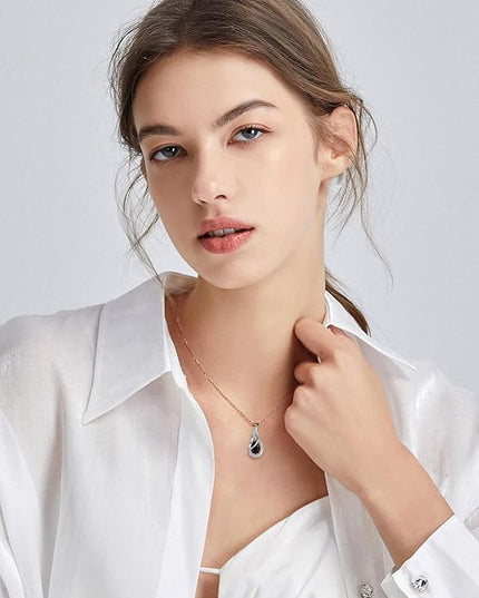 FANCIME TimelessTie Birthstone Necklace for Women White Gold Plated Sterling Silver Ribbon Design Jewelry Knot Pendant Fine Jewelry Gemstone Birthday Graduation Anniversary Christmas Gifts for Women Wife Mother Her