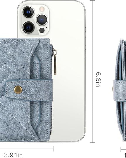 FALAN MULE Small Wallet for Women Leather Bifold Compact RFID Blocking with ID Window