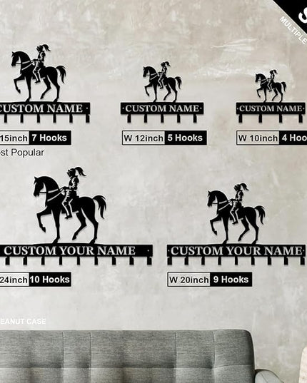 peanut case Personalized Farm Horse Keys Hooks,Custom Name Metal Cowboy Horse Art Keys Hooks,Metal Horse Lover Wall Home Storage Decorative Keys Hooks,Key Holder Hooks for Wall (Style C)