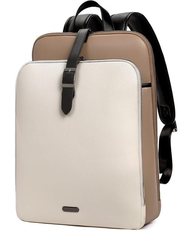 CLUCI Leather Backpack for Women, 15.6 inch Laptop Bag, Large Genuine Work Backpack Travel Back