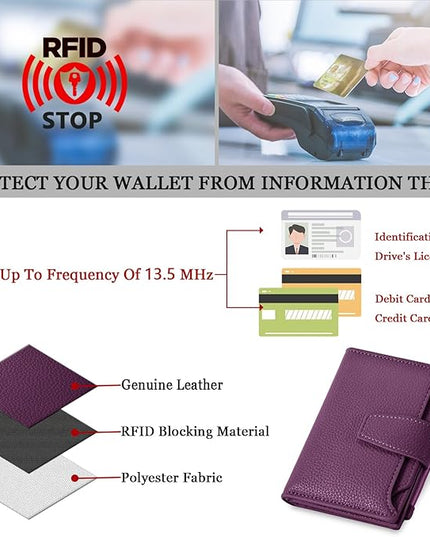 Airkit Small Wallet Women RFID Blocking Soft Leather Bifold Compact Card Holder Wallet for Women with Zipper Coin Pocket 4 ID Window