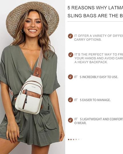 7L Sling Bag For Women Men Backpack Fanny Pack Crossbody Chest Travel Shoulder Belt Bags Purse Handbag PU Leather