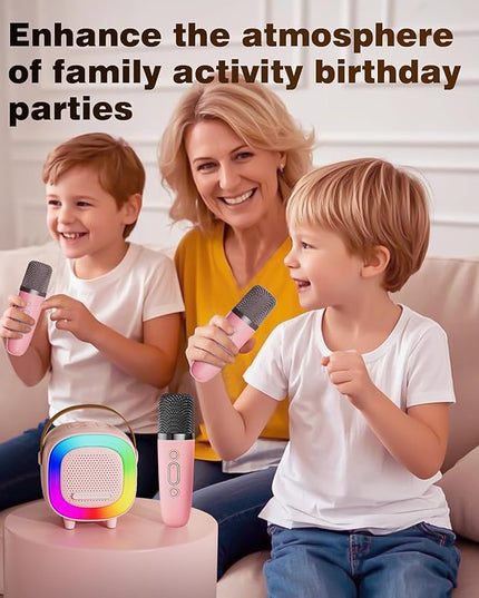 Mini Karaoke Machine Speaker for Kids Adults, Portable Bluetooth with 2 Wireless Microphones, Christmas Birthday Gift Ideas for Toys for Teens Boys and Girls Aged 4, 5, 6, 7, 8, 9, 10, 11, 12+