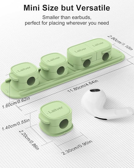 6 Pack Magnetic Cable Clips [1s Open/Lock], Laitver Cord Organizer Holder Strong Adhesive Desk Cable Management- Organize Charging Cords Neatly for Home, Office, Car,Desk, Nightstand-Cyan