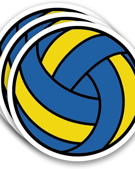 (3Pcs) Volleyball Stickers Waterproof Vinyl Volleyball Ball Decals for Water Bottle, Tumbler, Laptop, Phone Case, Scrapbooking, Team Players, Coach, 3" x 3"
