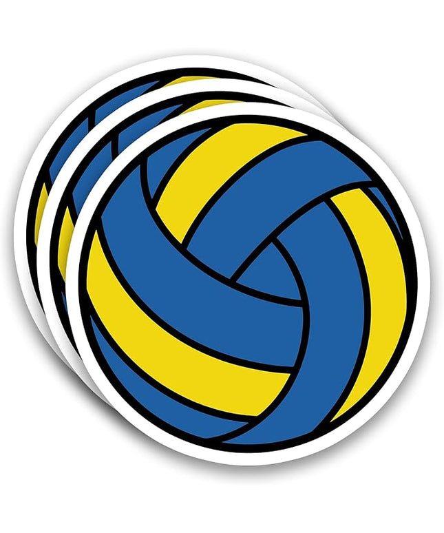 (3Pcs) Volleyball Stickers Waterproof Vinyl Volleyball Ball Decals for Water Bottle, Tumbler, Laptop, Phone Case, Scrapbooking, Team Players, Coach, 3" x 3"