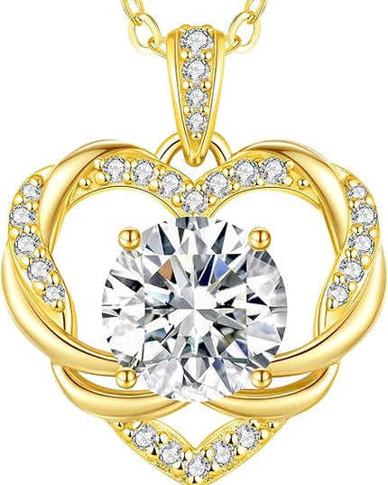 OOBEE Moissanite Heart Necklace for Women 925 Sterling Silver Fine Jewelry, Ideal Birthday Anniversary Christmas Gift for Women Wife Mom Girlfriend