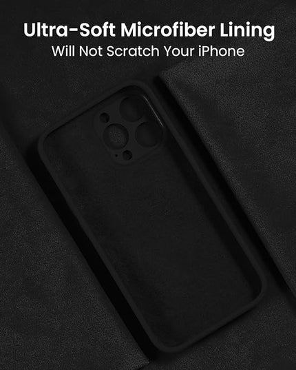 FireNova Designed for iPhone 15 Pro Max Case, Silicone Upgraded [Camera Protection] Phone Case with [2 Screen Protectors], Soft Anti-Scratch Microfiber Lining Inside, 6.7 inch, Black