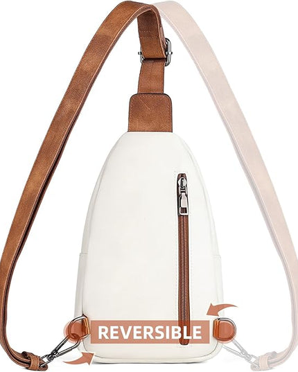 MASINTOR Sling Bag for Women - Crossbody Bags Fanny Pack with Vegan Leather - Adjustable Sling Backack for Travel