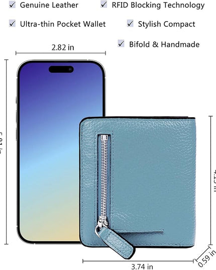 AINIMOER Small Leather Wallet for Women, Ladies Credit Card Holder RFID Blocking Women's Mini Bifold Pocket Purse