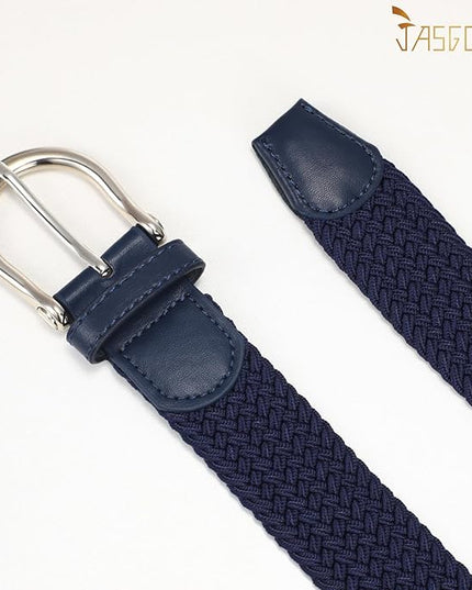 JASGOOD Women Elastic Braided Woven Belt Stretch Canvas Casual Belt 1.4'' for Golf Jeans Pants