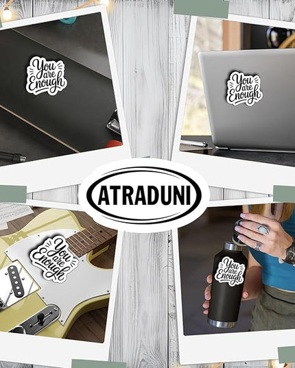 (3Pcs) You are Enough Sticker Inspirational Motivational Quote Vinyl Waterproof Decal for Laptop Water Bottle Phone Journal Uplifting Mental Health Stickers Gifts for Women Adults Size 2.8" x 3"