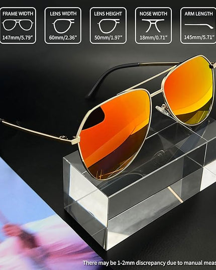 Joopin Polarized Metal Aviation Sunglasses Men, Classic Military Sun Glasses Women, Rectangle Shades UV400 Protection Costume