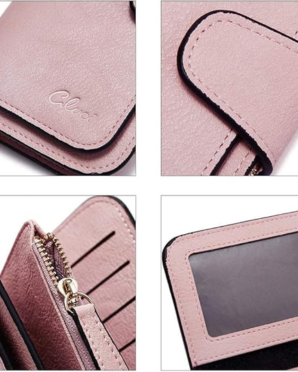 CLUCI Wallet For Women PU Leather RFID Blocking Womens Wallet Bifold Card Holder with ID Window Gifts for Women Birthday | RFID Blocking, Designer, Trifold, Card Holder, ID Window
