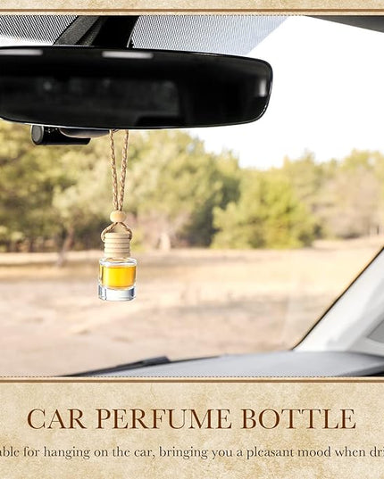BBTO 50 Pcs Hanging Car Air Freshener Car Diffuser Bottles Empty Glass Perfume Bottle Freshener Diffuser Bottle Pendant for Essential Oil Fragrance Aromatherapy Bottle Ornament (Cylinder)