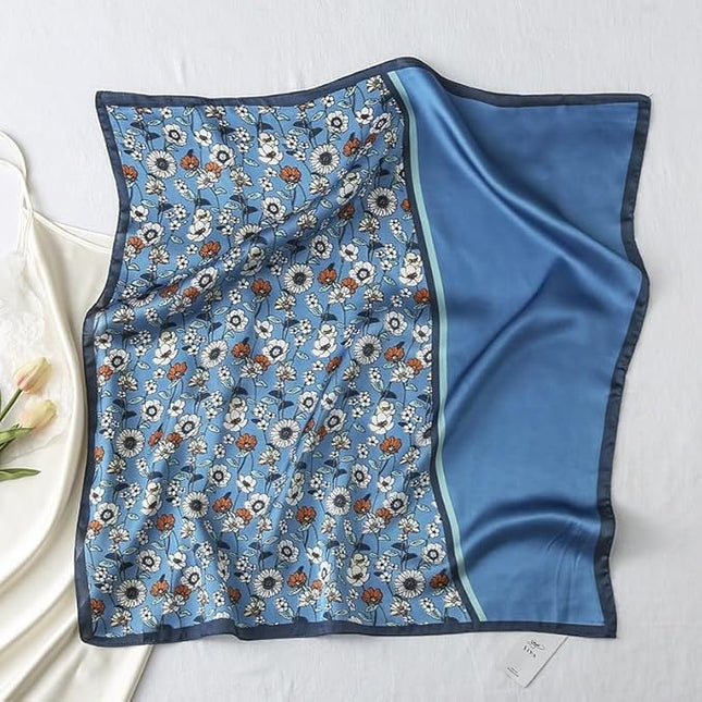 MINIDORA Satin Scarves for Women 27.5 × 27.5 inches Medium Square Elegant Silk Feeling Head Scarf