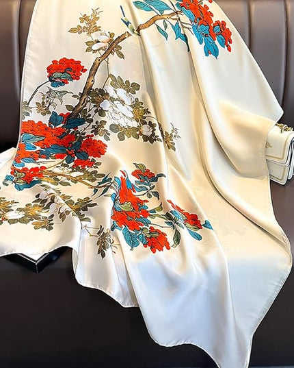 Fashion Scarves Scarf 100% Silk Feeling Scarf Silk Like Scarves Long Lightweight Sunscreen Shawls for Women