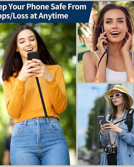 Stretchy Phone Lanyard Tether, 2 Pack Phone Leash Anti-theft Phone Strap for Anti-drop Outdoor Hiking Cycling Climbing Universal for Most Cell Phones, Black