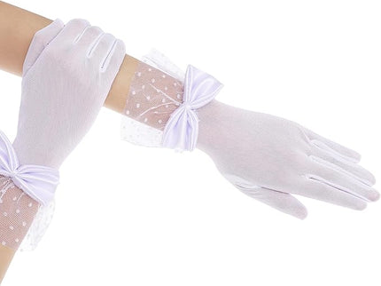 BABEYOND Lace Gloves for Women - Bow Short Prom Gloves Evening Elegant Accessories for Wedding Opera Party