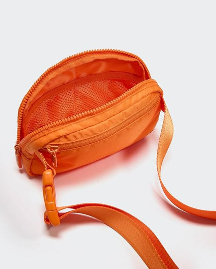 Pander Two Way Zipper Fanny Pack Nylon Everywhere Belt Bag for Women, Water Repellent Waist Packs, Crossbody Bags with Adjustable Strap (Dark Orange).