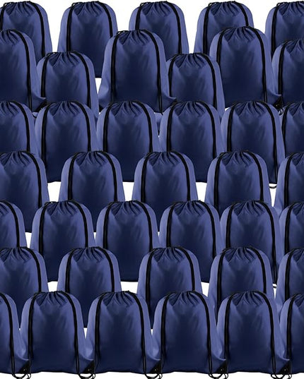 KUUQA 100Pcs Navy Blue Drawstring Backpack Bag Bulk Drawstring Bags String Bags Storage Bags Gym Backpack for Sport Gym Traveling