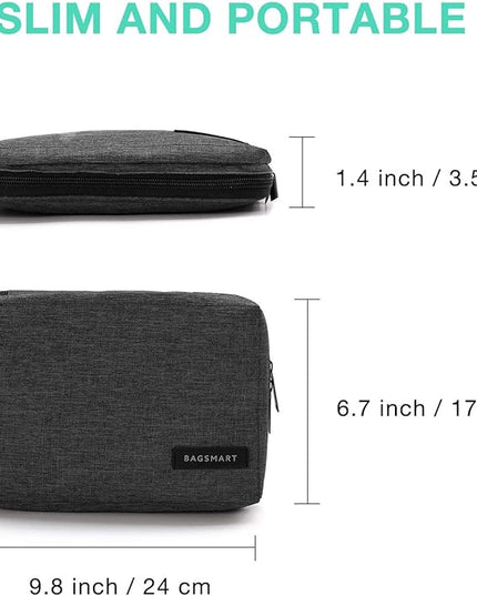 BAGSMART Electronics Organizer Travel Case, Small Cord Bag for Travel Essentials, Tech bag for Men Women, Cable Organizer for Phone, SD Card, Black