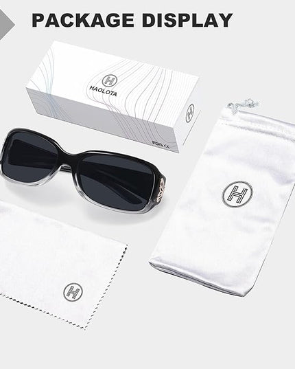 HAOLOTA Women's Polarized Sunglasses - Fashionable Wraparound Butterfly Design with UV400 Protection