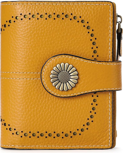 SENDEFN Small Womens Wallet Leather Bifold Card Holder RFID Blocking with Zipper Coin Pocket