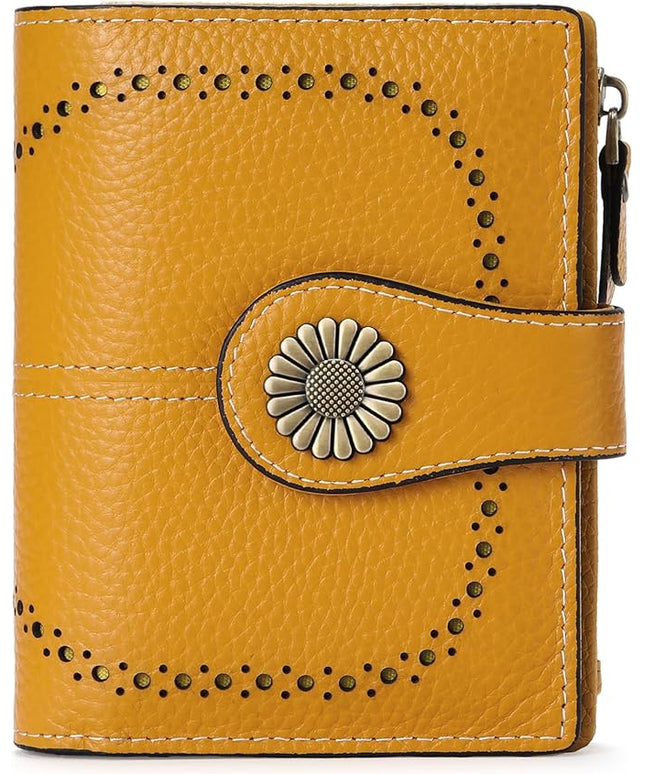 SENDEFN Small Womens Wallet Leather Bifold Card Holder RFID Blocking with Zipper Coin Pocket
