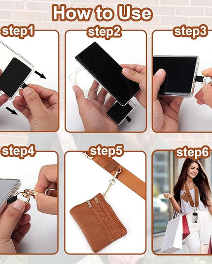 XANGNIER Clip and Go Strap for Phone with Wallet Crossbody, Phone Strap with Zippered Wallet, Adjustable Anti Theft Cellphone Lanyard for Women, Cellphone Chain Accessories,Multicolor 13