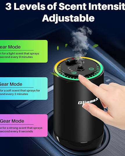 Smart Car Air Freshener Diffuser with Starry Sky Projection and 50ml Perfume, Auto On/Off Intelligent, 3 Adjustable Spray Modes Rechargeable Car Aroma Diffuser, Cologne