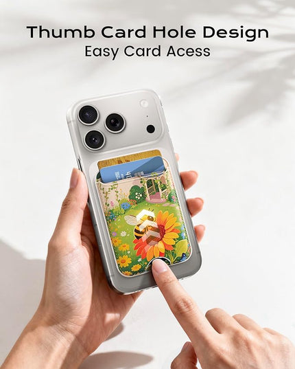 Magnetic Mag-safe Wallet Cell Phone Card Holder for Phone Case with Mag-Safe, Stronger Magnetic RFID Leather Phone Wallet Stick on for iPhone 17/16/15/14/13/12 Series, Fit 3 Cards