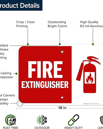Fire Extinguisher Graphic Sign, 12x18 Inches, Rust Free .063 Aluminum, Fade Resistant, Made in USA by My Sign Center