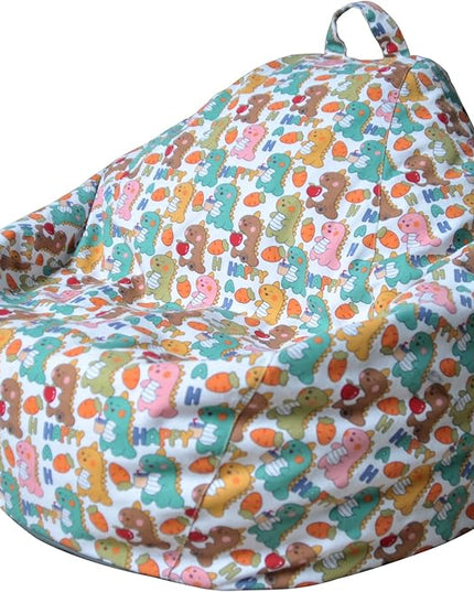YuppieLife Kids Storage Bean Bag Cover（No Filling） Toy Organizer|Carrying Handle Sofa|Available for Kids and Teenager|Cuddle Chair|Machine Washable and Durable（27“,Happy Dinosaur）