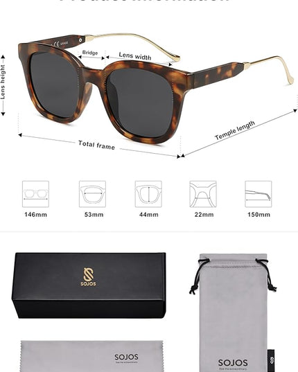 SOJOS Classic Square Polarized Sunglasses Womens Mens Retro Trendy UV400 Sunnies SJ2050