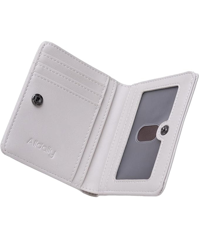 Alldaily Small RFID Wallet for Women Slim Compact Bifold Pocket Ladies Travel Mini Purse (White)