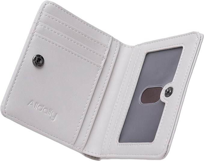 Alldaily Small RFID Wallet for Women Slim Compact Bifold Pocket Ladies Travel Mini Purse (White)