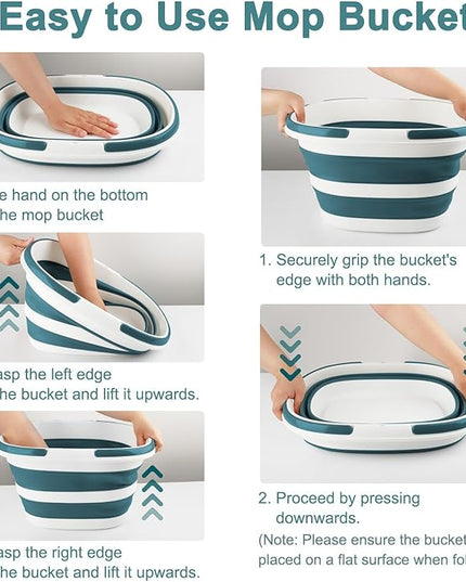 Collapsible Bucket for Cleaning, 4.2 Gallons Mop Bucket with Handle for Floor Window Car Washing, Silicone Ice Buckets for Parties Camping Fishing Beach, RV Laundry Storage Household Cleaning Supplies