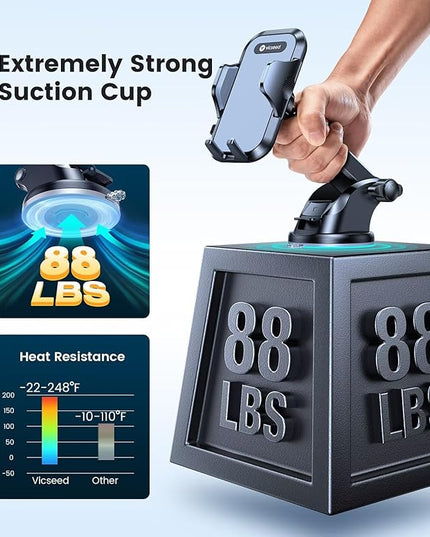VICSEED [No.1 Powerful Suction] [Rally Racing-Grade Stability] Phone Holders for Your Car 2026 Upgraded Car Phone Holder Mount Truck Stand for Dashboard Windshield Vent for iPhone Samsung All Phones