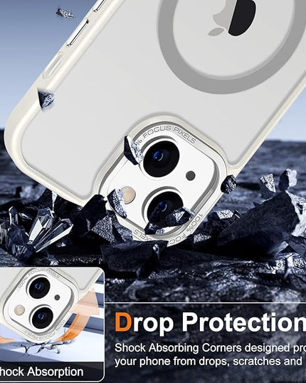 Hython Case for iPhone 13 Case Magnetic Translucent Matte Phone Cases 6.1" [Compatible with MagSafe] Thin Slim Fit Shockproof Bumper Hard Protective Cover for Women Men Girls, Frosted Cream White