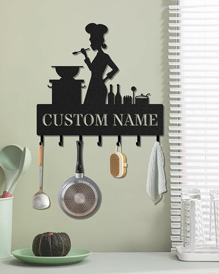 LOWACOS Personalized Key Holder for Wall, Custom Metal Kitchen Key Hooks with Name, Meta Jacket Holder Hooks Organizer Rack, Jacket Hanger Decor for Kitchen, Entryway, Hallway, Office, Doorway