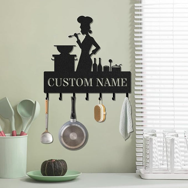 LOWACOS Personalized Key Holder for Wall, Custom Metal Kitchen Key Hooks with Name, Meta Jacket Holder Hooks Organizer Rack, Jacket Hanger Decor for Kitchen, Entryway, Hallway, Office, Doorway
