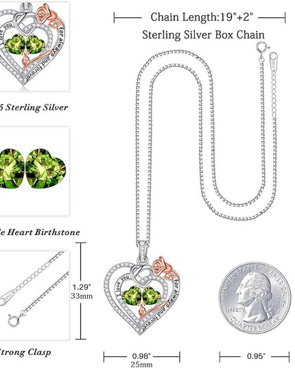 Iefil Christmas Gifts for Wife Women - 925 Sterling Silver Double Birthstone Necklace, Anniversary Birthday Gifts for Women, Jewelry Gift for Wife Girlfriend Mom Her