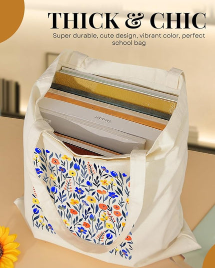 AUSVKAI Canvas Tote Bag for Women, Aesthetic Cute Grocery Grocery Reusable Cotton Gift Bag for Shooping Beach Trendy Gifts
